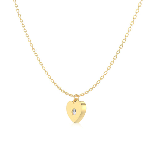 Jac Silver 14K Gold Plated Mini Heart Pendant Necklace with 5A Zircon – 925 Sterling Silver