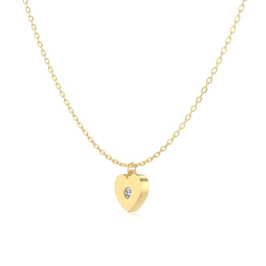 Jac Silver 14K Gold Plated Mini Heart Pendant Necklace with 5A Zircon – 925 Sterling Silver