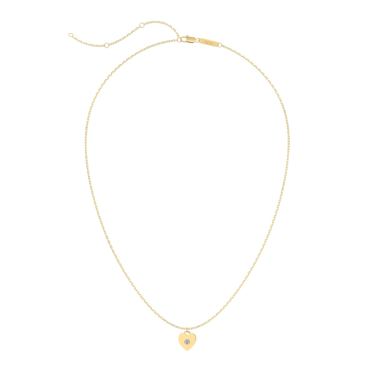 Jac Silver 14K Gold Plated Mini Heart Pendant Necklace with 5A Zircon – 925 Sterling Silver