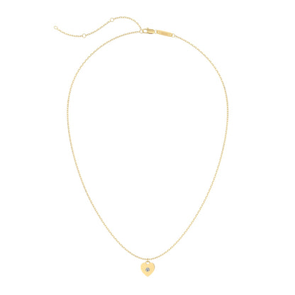 Jac Silver 14K Gold Plated Mini Heart Pendant Necklace with 5A Zircon – 925 Sterling Silver