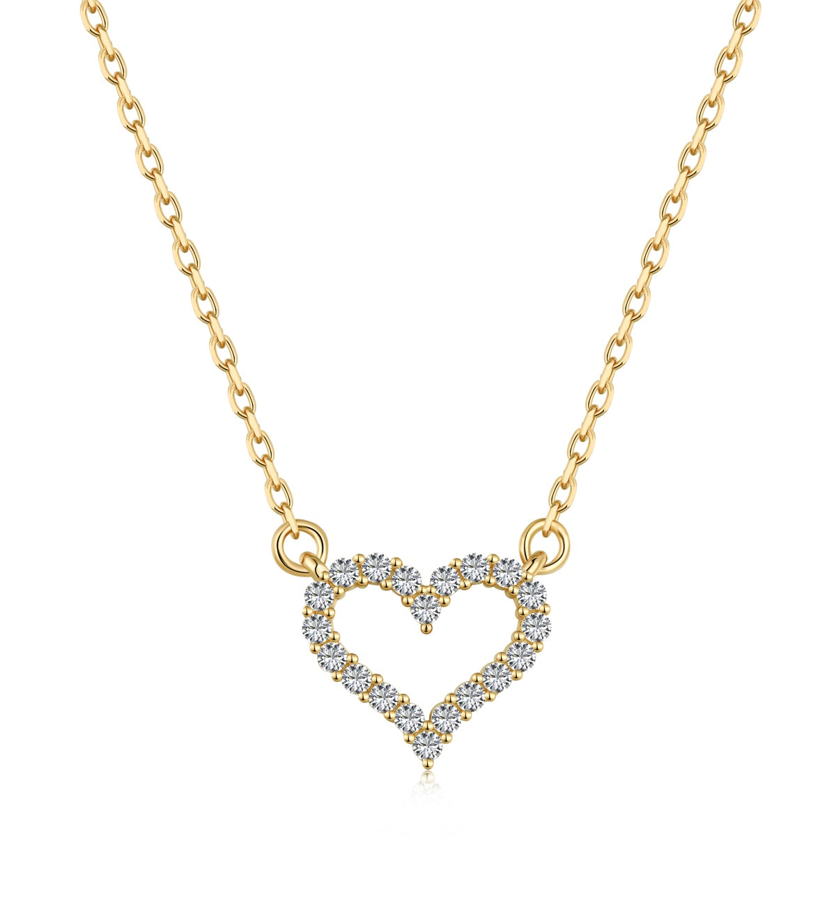 18K Gold Plated Heart Pendant Necklace with 5A Zircon Stones – Elegant Love Charm