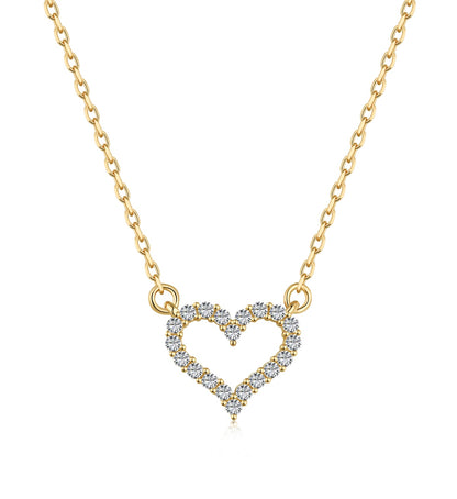 18K Gold Plated Heart Pendant Necklace with 5A Zircon Stones – Elegant Love Charm